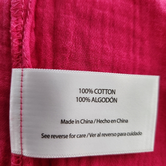 Three Dots Double Gauze Flutter Sleeve Top in Fushsia Size XL MSRP $138 W-538 - Picture 12 of 13